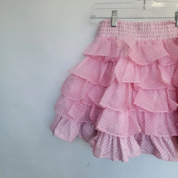 Selkie Ice Cream Gingham Belle Skirt Size Small Pink White Checkered Ruffled - Picture 14 of 16